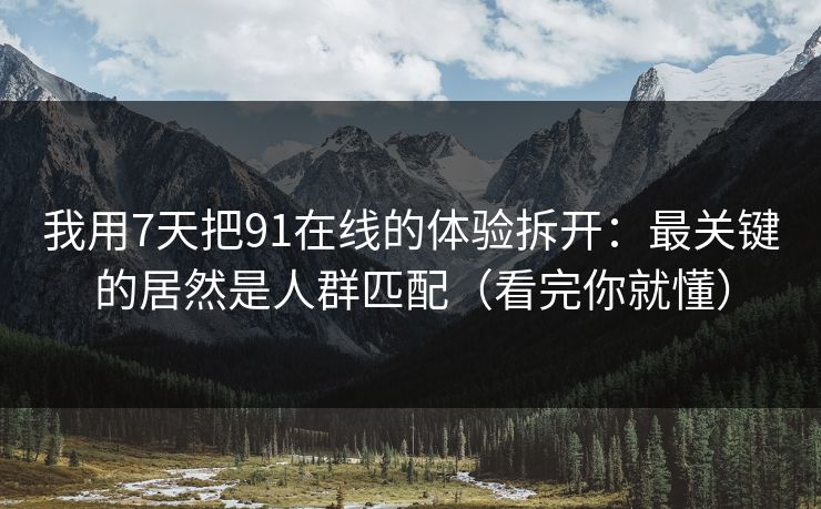 我用7天把91在线的体验拆开：最关键的居然是人群匹配（看完你就懂）