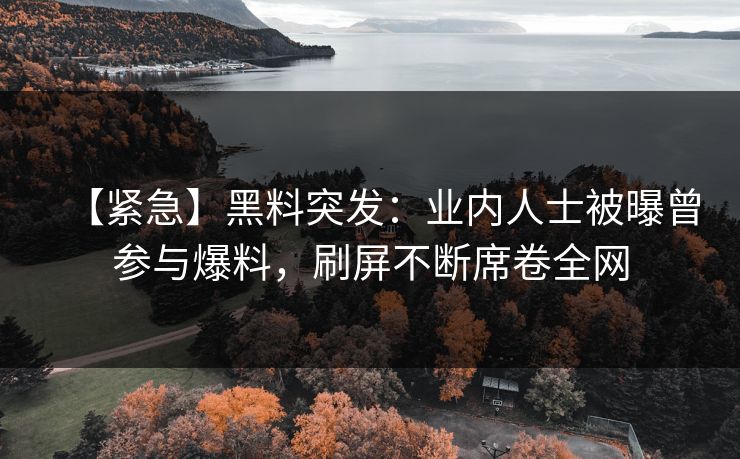 【紧急】黑料突发：业内人士被曝曾参与爆料，刷屏不断席卷全网