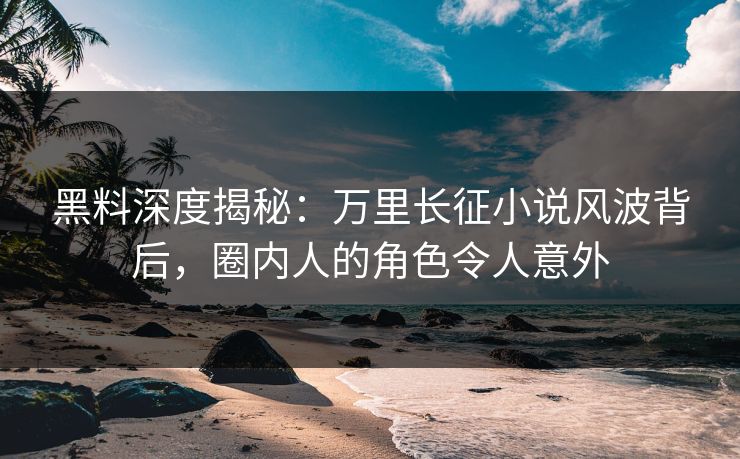黑料深度揭秘：万里长征小说风波背后，圈内人的角色令人意外