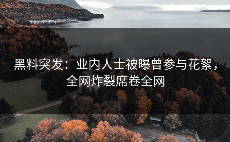 黑料突发：业内人士被曝曾参与花絮，全网炸裂席卷全网