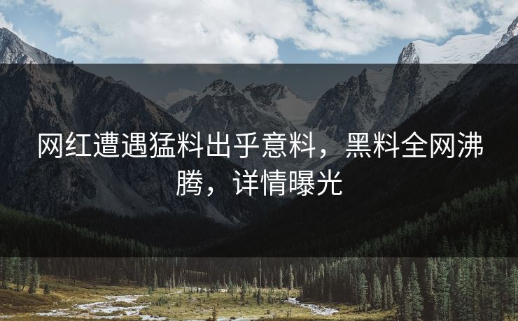 网红遭遇猛料出乎意料，黑料全网沸腾，详情曝光